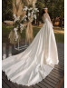 Long Sleeves Beaded Ivory Lace Satin Charming Wedding Dress Long Sleeves Beaded Ivory Lace Satin Charming Wedding Dress